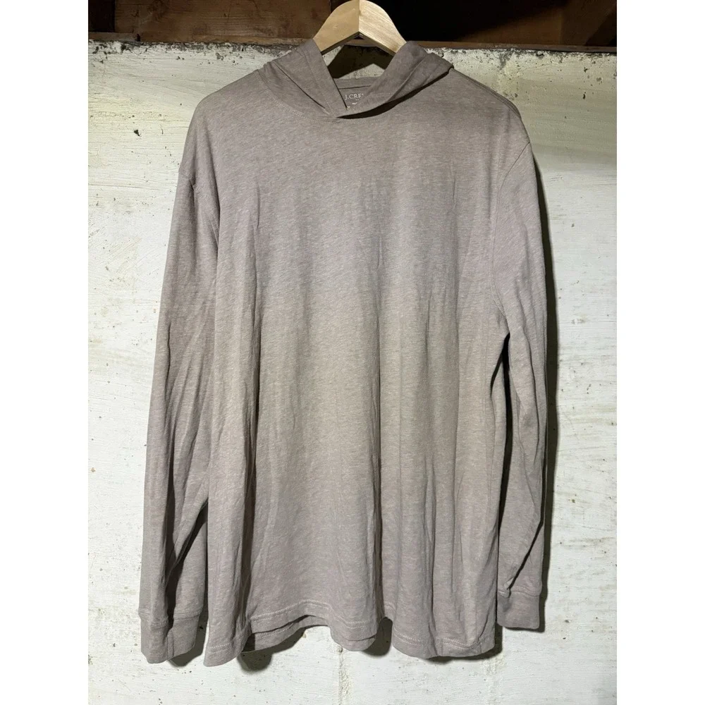 J. Crew TShirt Hoodie XL Beige Minimalist Long Sleeve Pullover Layered Cotton